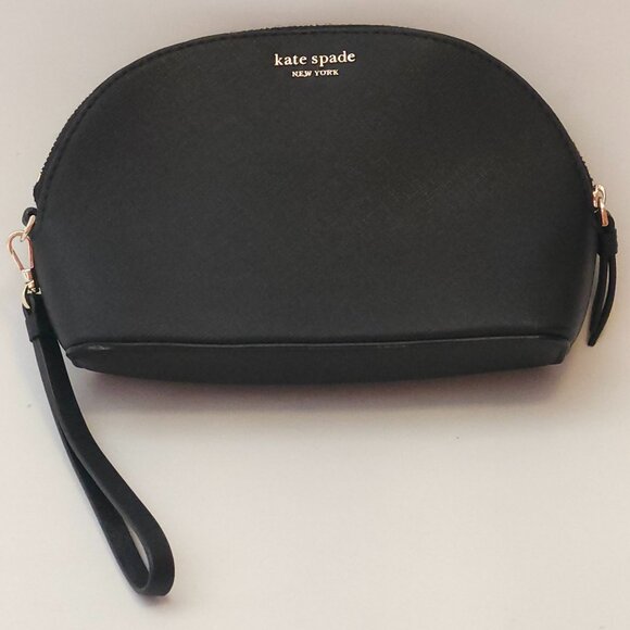 KATE SPADE Cameron Medium Dome Cosmetic Clutch Makeup Bag BLACK - Picture 1 of 4